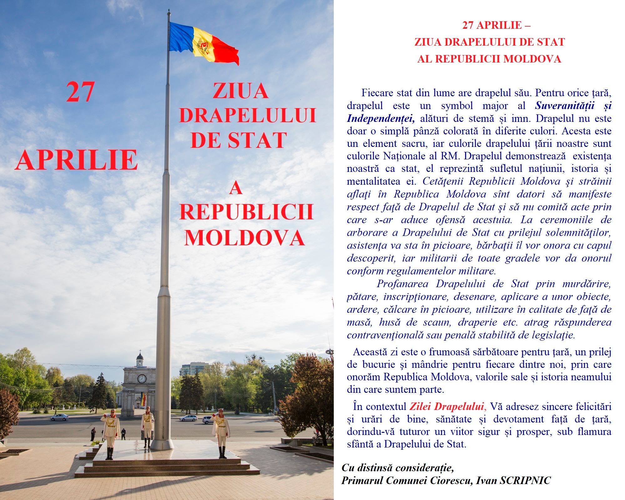 27 Aprilie - Ziua Drapelului Republicii Moldova