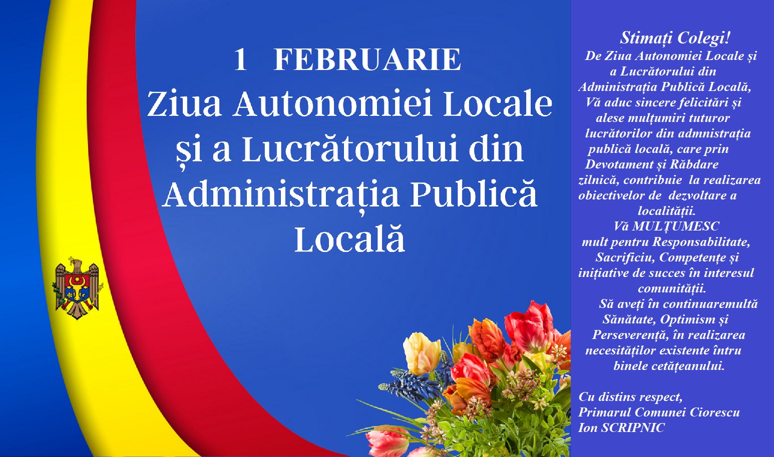 1 FEBRUARIE  Ziua Autonomiei Locale și a Lucrătorului din Administrația Publică Locală