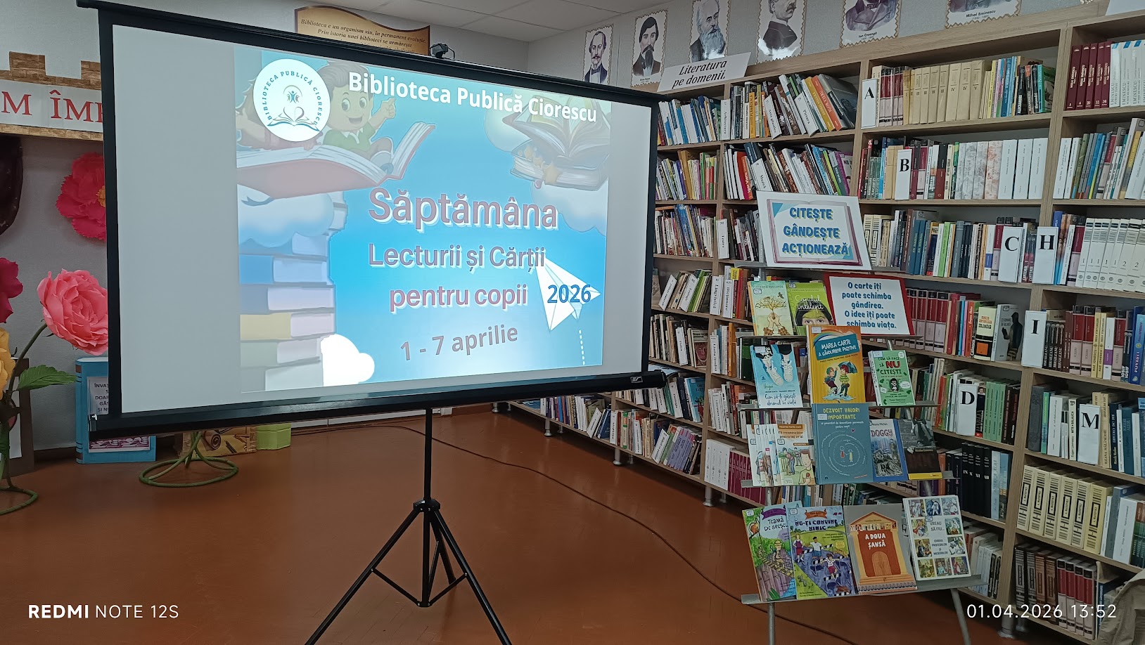 Startul „Săptămânii Lecturii și Cărții pentru Copii 2026” la Biblioteca Publică Ciorescu: elevii inspirați de expoziția „Citește. Gândește. Acționează.”