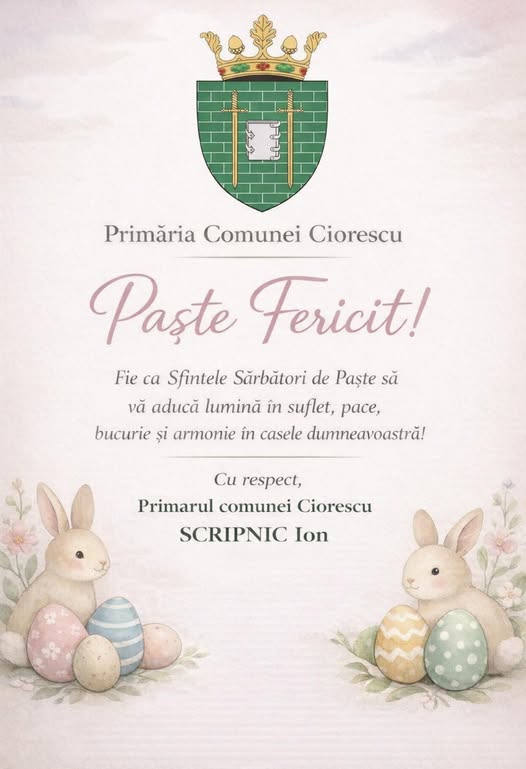 Mulțumiri sponsorilor din Ciorescu pentru sprijinul oferit familiilor vulnerabile de Paști!