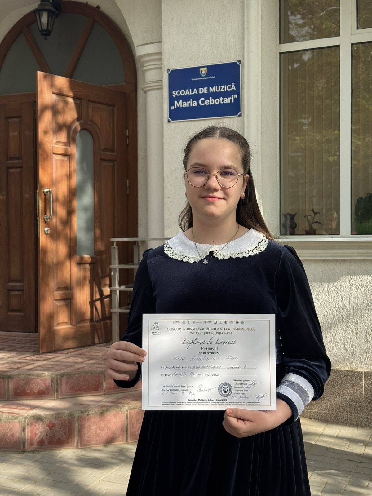 Felicitări elevei Suvac Anastasia pentru rezultatul extraordinar obținut la Concursul  Internațional de Interpretare Instrumentală „Nicolae Știuca” din orașul Cahul!