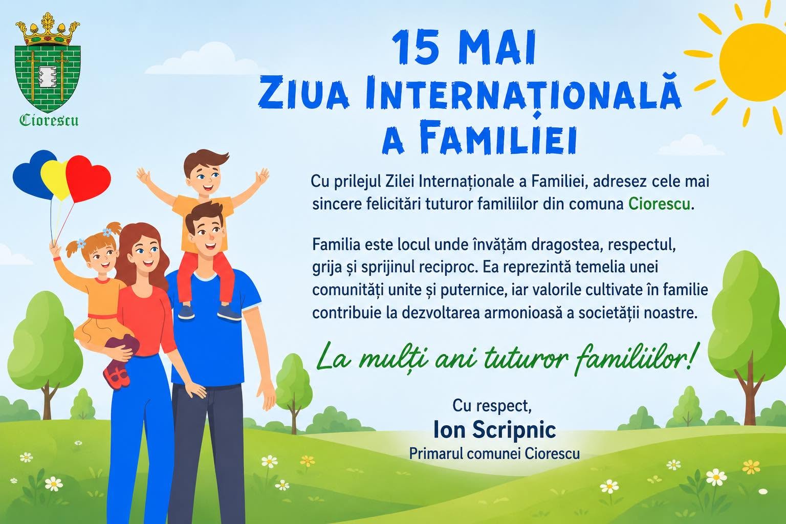 15 MAI 2026, ZIUA INTERNAȚIONALĂ A FAMILIEI!