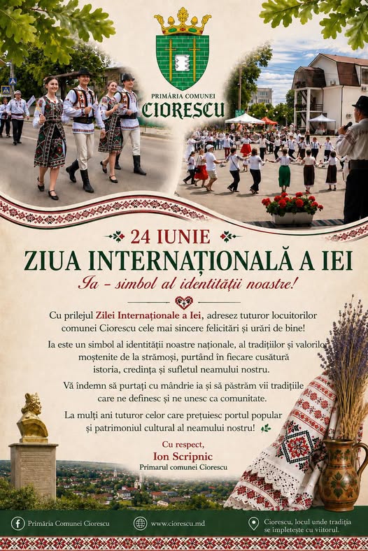 Felicitare de Ziua Internațională a Iei din partea Primarului comunei Ciorescu!